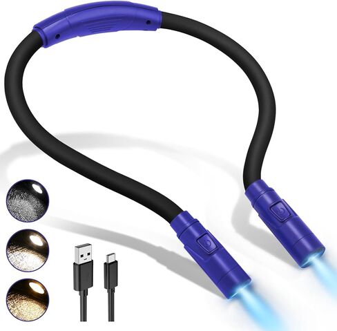 LUXJET Rechargeable Neck Light for Knitting & Crochet - Book Lights for Reading in Bed – 3 Color Modes, Dimmable, Eye-Care LED, Hands-Free Neck Light for Repairs in Saudi Arabia