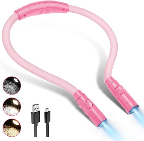 LUXJET Rechargeable Neck Light for Knitting & Crochet - Book Lights for Reading in Bed – 3 Color Modes, Dimmable, Eye-Care LED, Hands-Free Neck Light for Repairs in Saudi Arabia