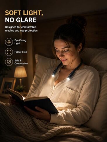 LUXJET Rechargeable Neck Light for Knitting & Crochet - Book Lights for Reading in Bed – 3 Color Modes, Dimmable, Eye-Care LED, Hands-Free Neck Light for Repairs in Saudi Arabia