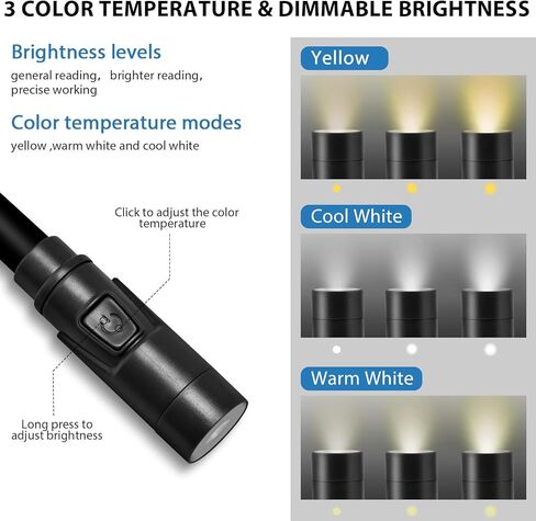 LUXJET Rechargeable Neck Light for Knitting & Crochet - Book Lights for Reading in Bed – 3 Color Modes, Dimmable, Eye-Care LED, Hands-Free Neck Light for Repairs in Saudi Arabia