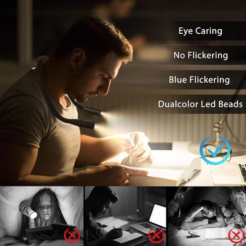 LUXJET Rechargeable Neck Light for Knitting & Crochet - Book Lights for Reading in Bed – 3 Color Modes, Dimmable, Eye-Care LED, Hands-Free Neck Light for Repairs in Saudi Arabia