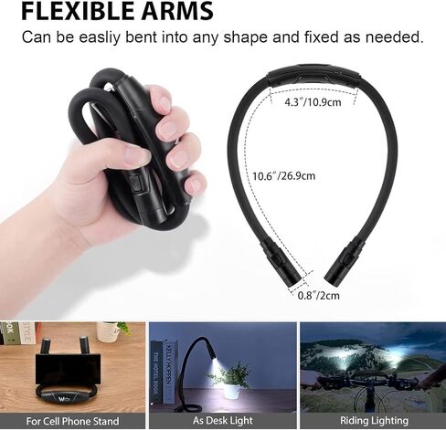LUXJET Rechargeable Neck Light for Knitting & Crochet - Book Lights for Reading in Bed – 3 Color Modes, Dimmable, Eye-Care LED, Hands-Free Neck Light for Repairs in Saudi Arabia