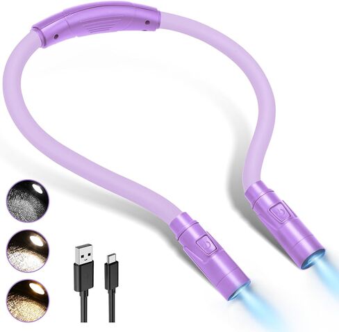 LUXJET Rechargeable Neck Light for Knitting & Crochet - Book Lights for Reading in Bed – 3 Color Modes, Dimmable, Eye-Care LED, Hands-Free Neck Light for Repairs in Saudi Arabia