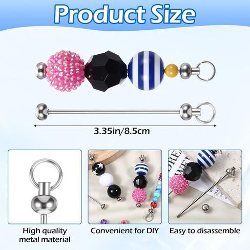 50pcs Blank Beadable Keychain Bars, Metal DIY Focal Bead Keychain Bar Charms Easy to Detachable Beaded Key Chain Making Accessories for Craft Item Project Pendant Kit Supplies in Saudi Arabia