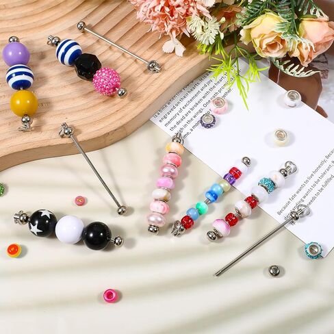50pcs Blank Beadable Keychain Bars, Metal DIY Focal Bead Keychain Bar Charms Easy to Detachable Beaded Key Chain Making Accessories for Craft Item Project Pendant Kit Supplies in Saudi Arabia