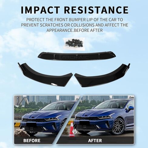 Front Bumper Lip Compatible with Kia K5 GT-Line 2020-2025,3 PCS Gloss Black Front Splitter in Saudi Arabia