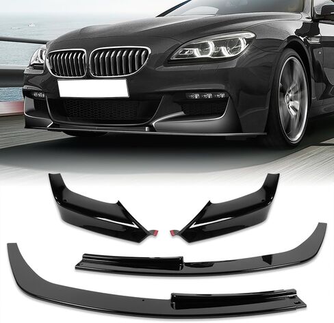 W-POWER، الشفة الأمامية المصد مناسبة للتوافق مع 2012-2018 BMW 6-Series 640i 650i M-Sport F06 F12 F13، المصد الأمامي للشفاه المفسد الهوائي طقم الجسم الفاصل ABS، مطلي باللون الأسود اللامع in Kuwait