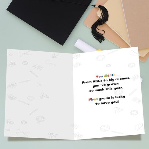 FANCYLUCKY Happy Kindergarten Graduation Card for Boys Girls, Funny Kindergarten Graduation Gifts for Son Daughter, First Grade Here, Come Card in Saudi Arabia