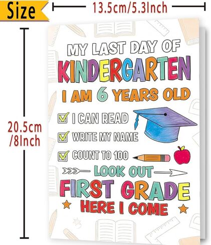 FANCYLUCKY Happy Kindergarten Graduation Card for Boys Girls, Funny Kindergarten Graduation Gifts for Son Daughter, First Grade Here, Come Card in Saudi Arabia