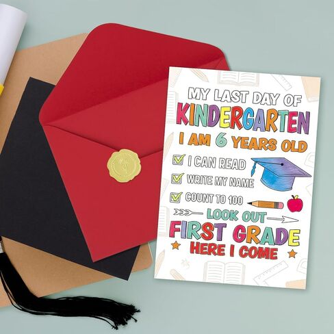 FANCYLUCKY Happy Kindergarten Graduation Card for Boys Girls, Funny Kindergarten Graduation Gifts for Son Daughter, First Grade Here, Come Card in Saudi Arabia