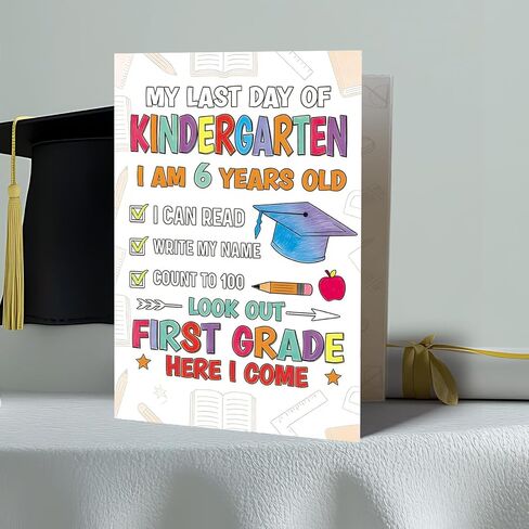 FANCYLUCKY Happy Kindergarten Graduation Card for Boys Girls, Funny Kindergarten Graduation Gifts for Son Daughter, First Grade Here, Come Card in Saudi Arabia