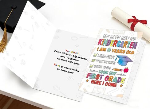 FANCYLUCKY Happy Kindergarten Graduation Card for Boys Girls, Funny Kindergarten Graduation Gifts for Son Daughter, First Grade Here, Come Card in Saudi Arabia