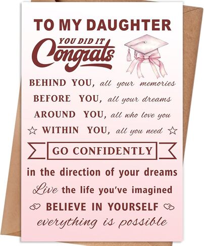 Niece Graduation Card, Inspirational Let Your Dreams Grow Wild Beautiful Greeting Card, Proud of You Gift for Special Niece in Saudi Arabia