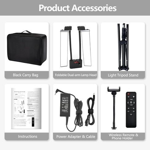 Selfie Light with 75'' Tripod Stand, Dimmable 3 Color LED Dual Arms Ring Light with Phone Holder & Carry Bag for Lash Tattoo Video Photography 45W 95CRI Tripod Floor Lamp in Saudi Arabia