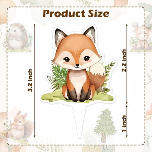 Woodland Cupcake Toppers Set (48PCS) – Forest Animal Cake Decorations, Rustic Party Dessert Picks for Baby Shower, Nature Theme Cupcake Decor - Double-Sided in Saudi Arabia