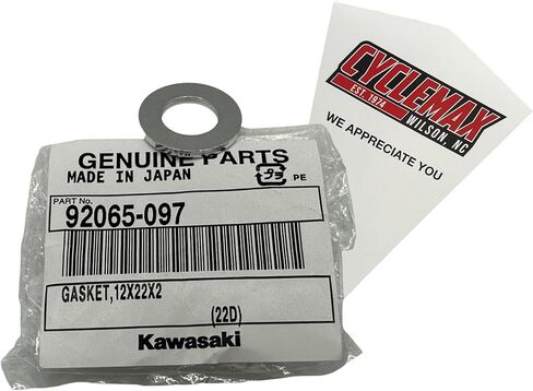 حزمة واحدة Cyclemax متوافقة مع Kawasaki Gasket 12X22X2 92065-097 تحتوي على واحدة 92065-097 وقمع in Kuwait
