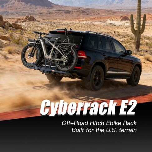 CyberRack E2 Hitch eBike Rack with Ramp – 2-Bike Electric Bike Carrier, 200 lb Capacity, Foldable Platform Mount for Cars, Trucks, SUVs, Vans & RV with 2" Receiver, Fits Up to 5" Fat Tire E-Bikes Blue in Saudi Arabia