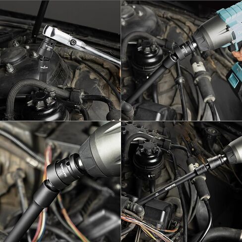 DURATECH Impact Socket Extension Set, 12-Piece, Including 1/4", 3/8" & 1/2" Drive Impact Extension Bars and Swivel Universal Joints, CR-V Steel in Kuwait