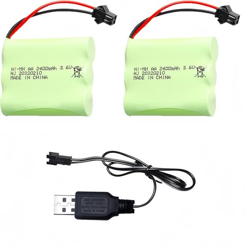 3.6V 2400mAh NI-MH Rechargeable Battery 3xAA with SM2P for RC Toy Car Boat Plane Flashlight Safe Equitment 2 Pack with USB Charging Cable in Saudi Arabia