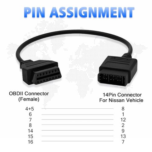 كابل محول obd1 إلى obd2 لمركبات نيسان obd2 16pin إلى obd1 14pin obdii موصل تشخيص السيارة متوافق مع الماسح الضوئي التشخيصي obd ii (14pin لنيسان) in Kuwait