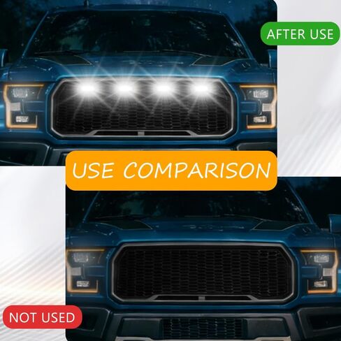 4PCS LED Grill Lights, Car Front Grille Lights, Waterproof Amber Lens LED Grille Light with Wiring Harness, Bumper LED Running Lights for F150 F250 F350 Raptor Ram 1500 (Black/White) in Saudi Arabia