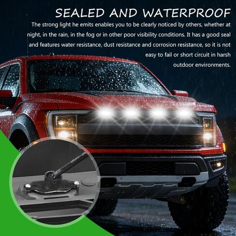 4PCS LED Grill Lights, Car Front Grille Lights, Waterproof Amber Lens LED Grille Light with Wiring Harness, Bumper LED Running Lights for F150 F250 F350 Raptor Ram 1500 (Black/White) in Saudi Arabia