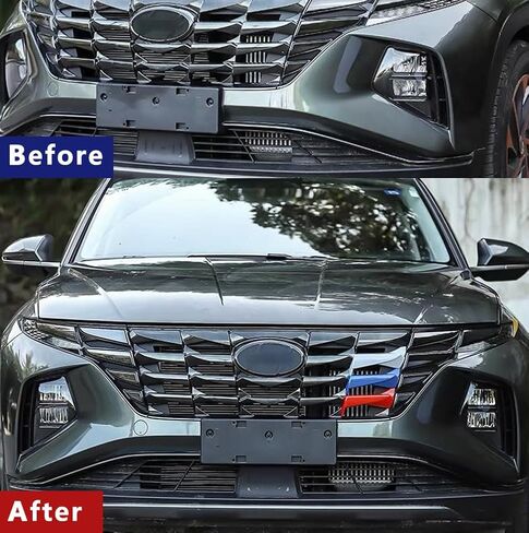 ملحقات السيارات ERIDANUS مناسبة لشركة Hyundai TUCSON 2023 2022 3-Color الجبهة مركز شبكة مصبغة شريط الشواية (3-Color) ABS 3 قطعة in Kuwait
