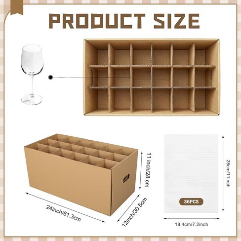 4 Sets Kitchen Moving Boxes with Handle 24 x 12 x 11 Inches Wine Glass Packing Moving Boxes Dish Saver Kit Kitchen Kit with Lid and Divider Foam Pouches for Glassware Packing Transportation in Kuwait