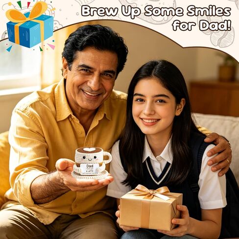 Father’s Day Funny Gift for Dad from Daughter Son – I Love You A Latte Positive Coffee Cup Crochet Gift for Coffee Lovers –Sentimental Birthday Present for Father Grandpa in Saudi Arabia