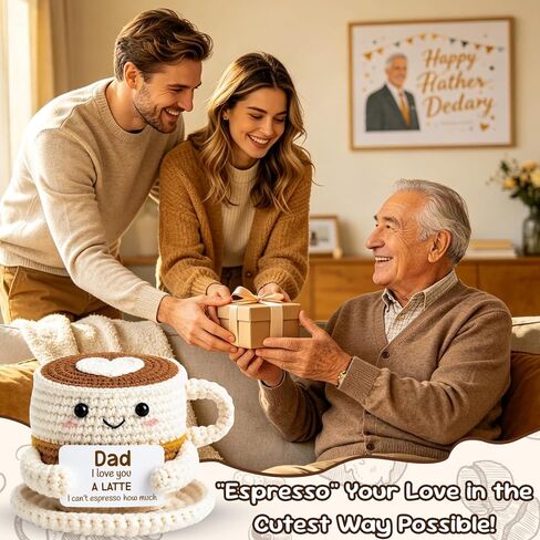 Father’s Day Funny Gift for Dad from Daughter Son – I Love You A Latte Positive Coffee Cup Crochet Gift for Coffee Lovers –Sentimental Birthday Present for Father Grandpa in Saudi Arabia