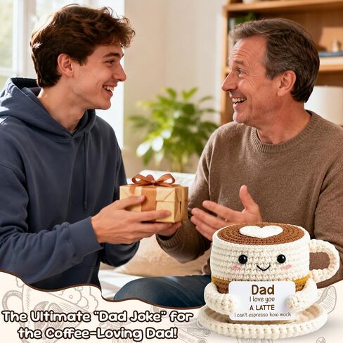 Father’s Day Funny Gift for Dad from Daughter Son – I Love You A Latte Positive Coffee Cup Crochet Gift for Coffee Lovers –Sentimental Birthday Present for Father Grandpa in Saudi Arabia