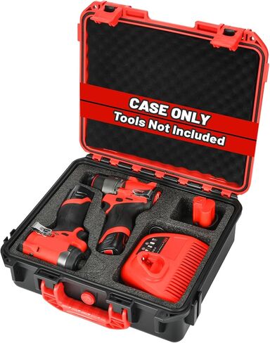 Case for Milwaukee M12 Impact Driver & Drill Set - Tool Box for Milwaukee Fuel Tools Combo Kit, Tool Bag for Drill/Impact Driver/Battery & Charger (Case Only) (Red & Black) in Kuwait