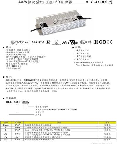 HLG-480H-24A Output Adjustable 12V to 24V 20A 480W Waterproof Power Supply in Kuwait