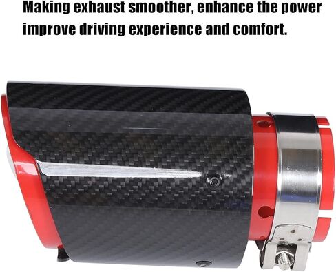 163Mm/6.4In Car Tail Throat, Universal Exhaust Tip Tail Throat Glossy Carbon Fiber Red Pipe Straight 63Mm/2.5In Inlet 89Mm/3.5In in Saudi Arabia