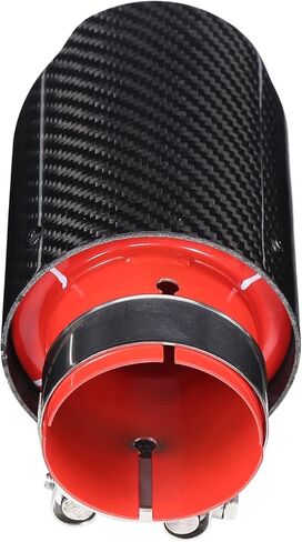 163Mm/6.4In Car Tail Throat, Universal Exhaust Tip Tail Throat Glossy Carbon Fiber Red Pipe Straight 63Mm/2.5In Inlet 89Mm/3.5In in Saudi Arabia