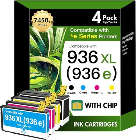 936XL 9125e 936 Ink Cartridges Combo Pack: Replacement for HP 936e 936 Ink Cartridges for HP Printers OfficeJet Pro 9120e 9125e 9730e 9135e 9130e 9130 9130b 9128e 9122e 9110b 9120b Series in Saudi Arabia