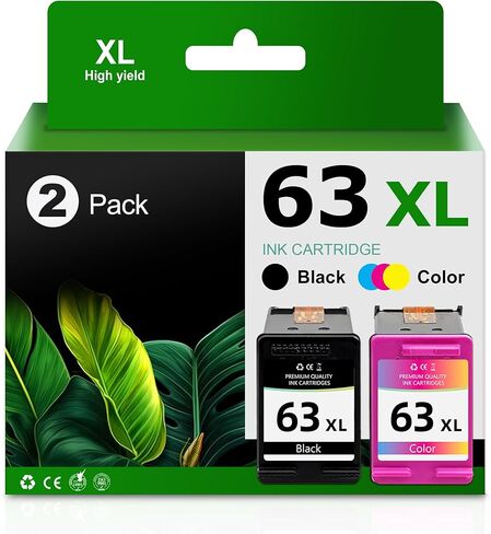 63XL Ink Cartridge Black and Color Combo Pack Replacement for HP Ink 63 XL for Envy 4520 4512 OfficeJet 3830 4650 5258 5255 5200 4655 DeskJet 1112 2130 3630 Printers (2-Pack) in Saudi Arabia