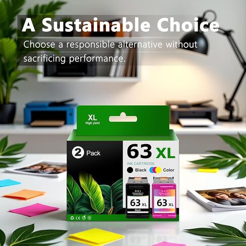 63XL Ink Cartridge Black and Color Combo Pack Replacement for HP Ink 63 XL for Envy 4520 4512 OfficeJet 3830 4650 5258 5255 5200 4655 DeskJet 1112 2130 3630 Printers (2-Pack) in Saudi Arabia