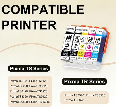 Refillable 280XL 281XL Ink Cartridges Compatible for PIXMA TR8620a TR8620 TS8120 TS8220 TS8320 TS702 TS702a TS6120 TS6220 TS6320 TR7520 TR8520 TS9120 in Saudi Arabia