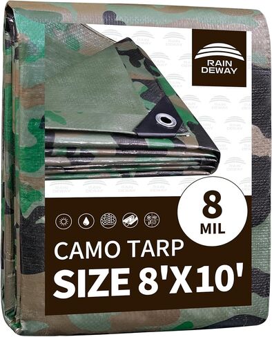 RAINDEWAY Camo Tarp 8x10 Feet, Camouflage Tarps Waterproof 8 Mil,UV Resistant Multipurpose Tarps for Canopy Tent,Camping,Boat,Firewood.Etc in Saudi Arabia