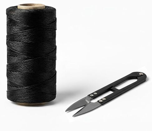 Black Waxed Twine 850 Feet with Scissors & Storage Box – Strong Polyester Cord 160 LBS for Crafts, Gardening, Fishing, Camping, DIY & Outdoor Use – 1 Roll in Saudi Arabia