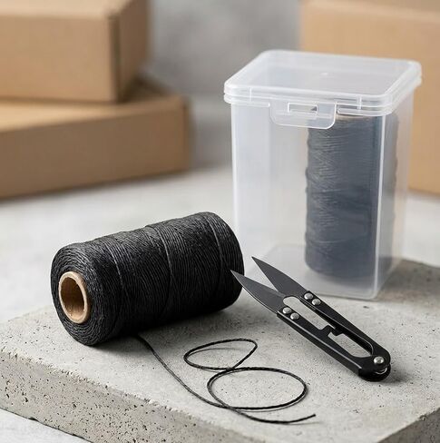 Black Waxed Twine 850 Feet with Scissors & Storage Box – Strong Polyester Cord 160 LBS for Crafts, Gardening, Fishing, Camping, DIY & Outdoor Use – 1 Roll in Saudi Arabia