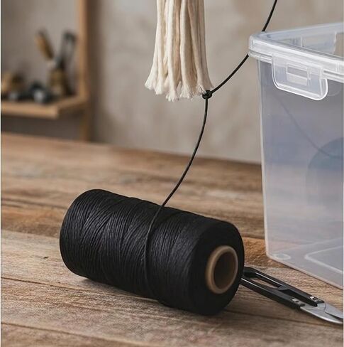 Black Waxed Twine 850 Feet with Scissors & Storage Box – Strong Polyester Cord 160 LBS for Crafts, Gardening, Fishing, Camping, DIY & Outdoor Use – 1 Roll in Saudi Arabia