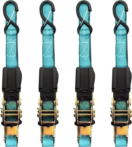 Everest 1" x12' Blue Ratchet 4pk 500lbs WLL - Cargo Straps for Moving Appliances, Lawn Equipment - Motorcycle Tie Downs - Cargo Straps for Trucks in Kuwait