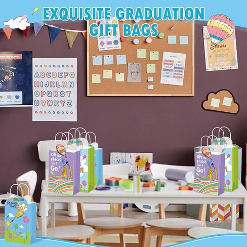 Marhpveua 24 Pcs Oh the Place You'll Go Party Bags Kindergarten Graduation Paper Favor Bags with Handles for Preschool Graduation Classroom Decor Supplies in Saudi Arabia