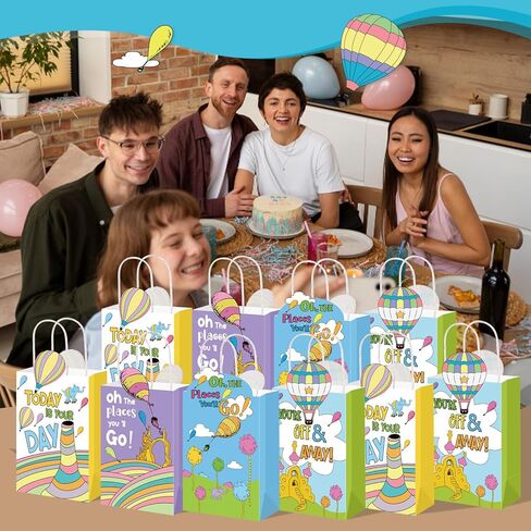 Marhpveua 24 Pcs Oh the Place You'll Go Party Bags Kindergarten Graduation Paper Favor Bags with Handles for Preschool Graduation Classroom Decor Supplies in Saudi Arabia