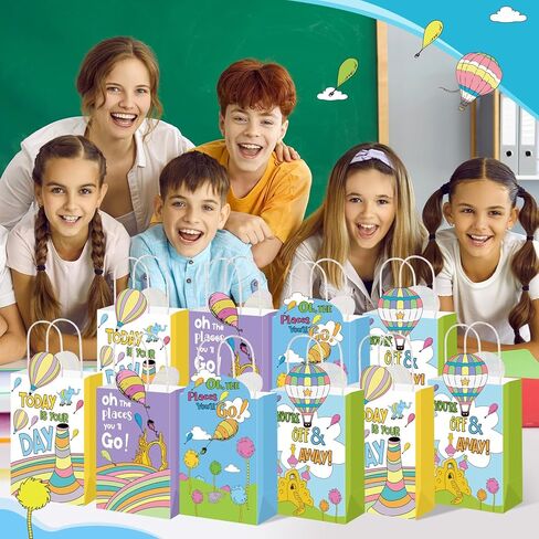 Marhpveua 24 Pcs Oh the Place You'll Go Party Bags Kindergarten Graduation Paper Favor Bags with Handles for Preschool Graduation Classroom Decor Supplies in Saudi Arabia