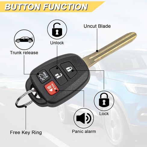 Vurkcy Key Fob Replacement for 2013-2018 Toyota RAV4/ 14-19 Highlander/ 18-19 Sequoia Car Keyless Entry Remote Control, GQ4-52T GQ452T, 4 Buttons in Kuwait
