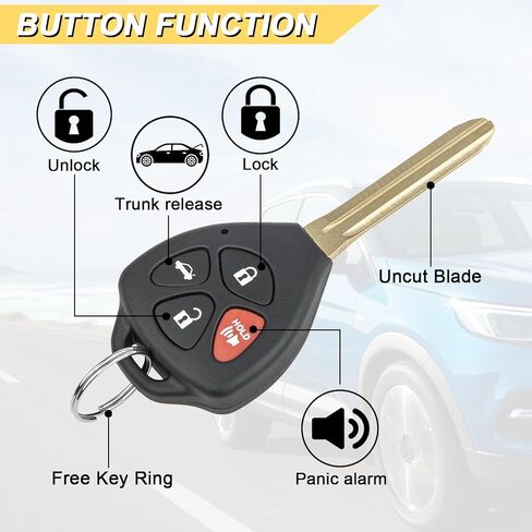 استبدال Vurkcy Key Fob لـ 2009-2016 Toyota Venza/ 10-13 Corolla جهاز التحكم عن بعد للدخول بدون مفتاح للسيارة، GQ4-29T، 4 أزرار in Kuwait