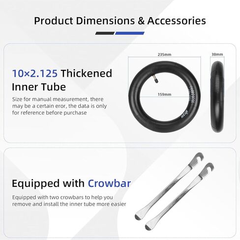 ulip 10x2.125 Inner Tube with Straight Valve for Ninebot F30 F20 F25 F40 Scooter for 10 inch Scooter 2 PCS in Kuwait